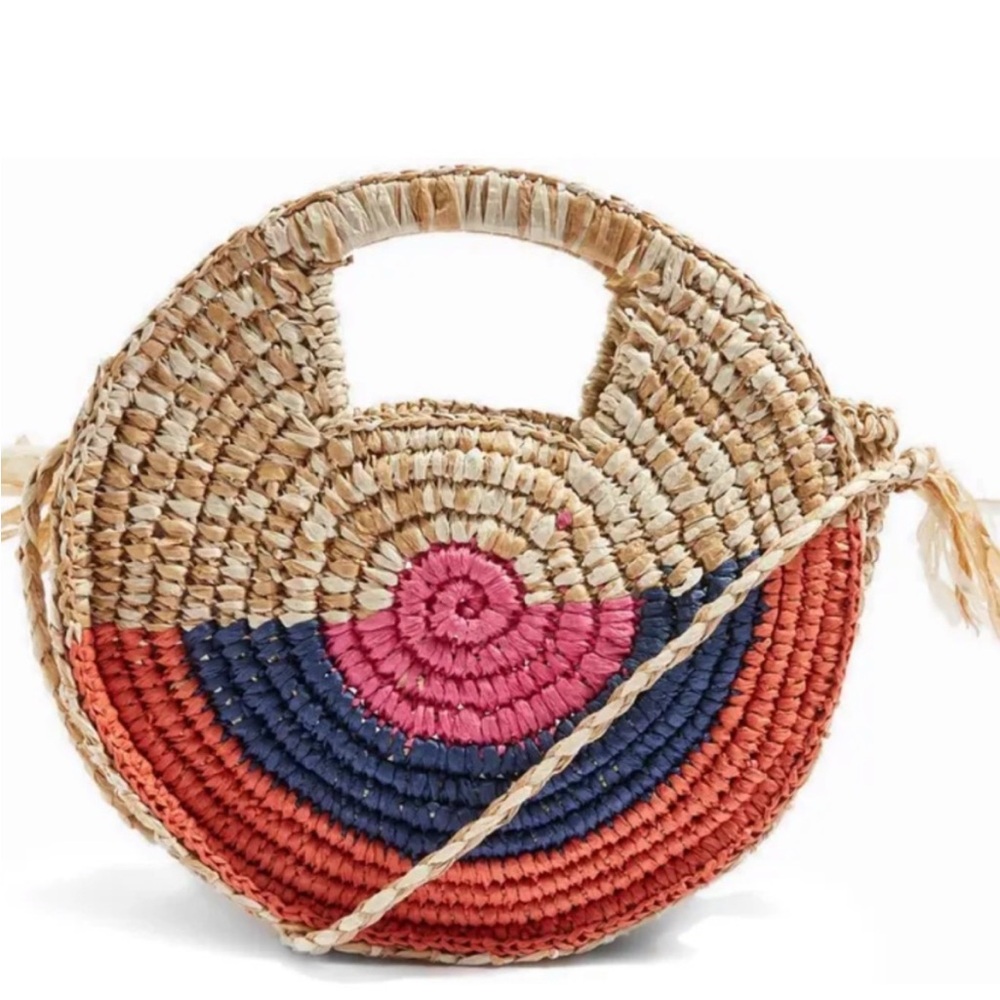 Top Shop Colorful Straw Circle Bag